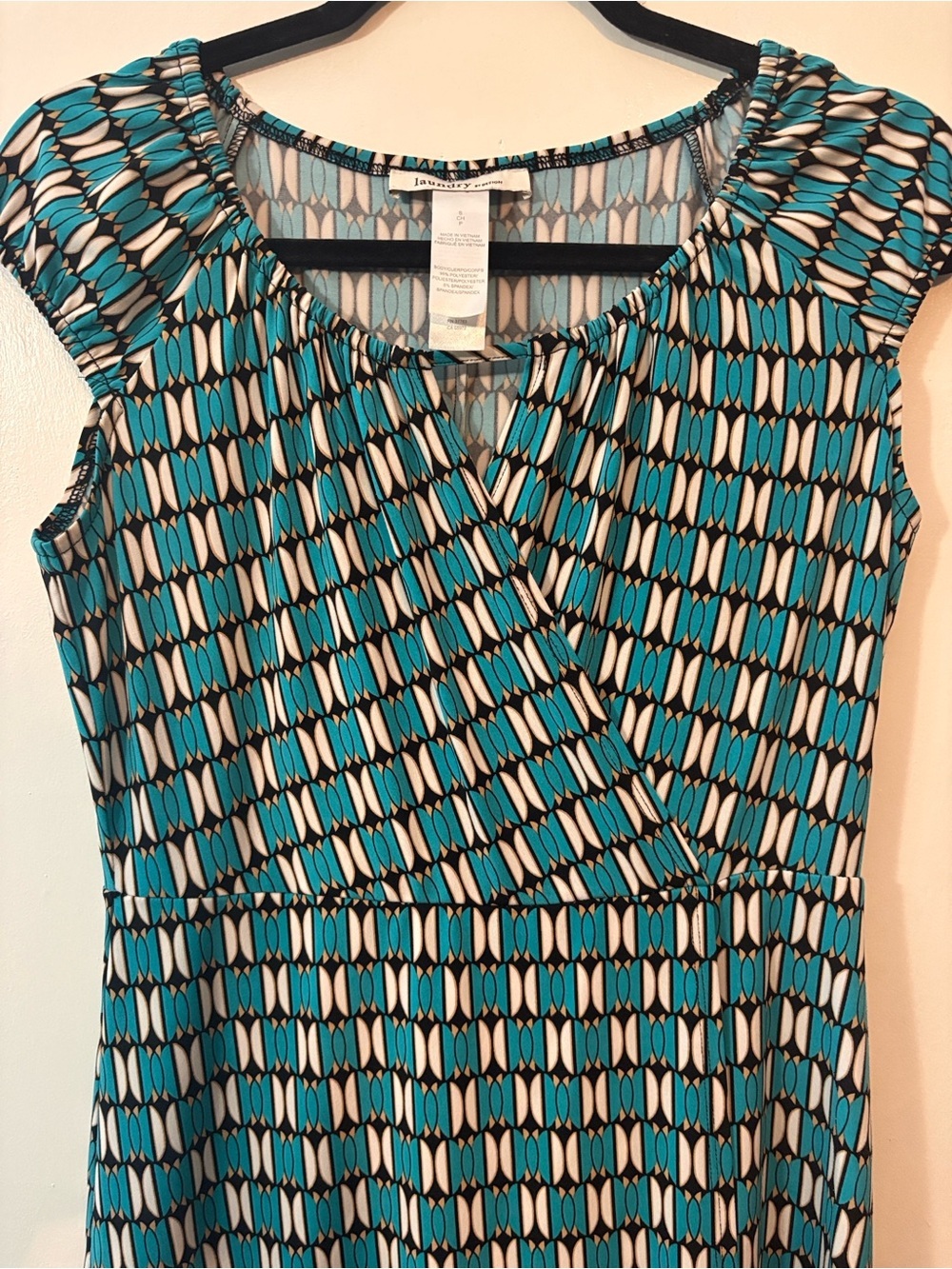 Laundry by Design Segal Blue Patterned Cap-Sleeve Dress Size Small - Picture 5 of 6
